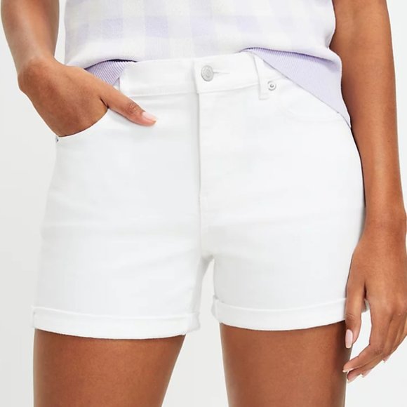 NWT Loft Denim Roll Shorts in White - Picture 2 of 7